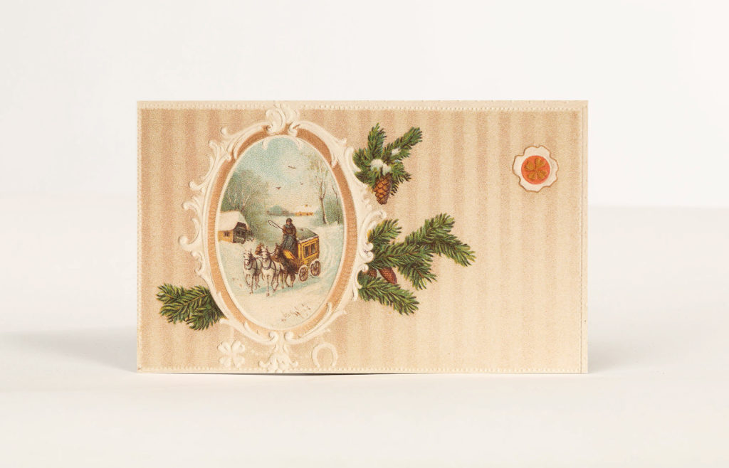 Julkort med postdiligens Vykort Postmuseum