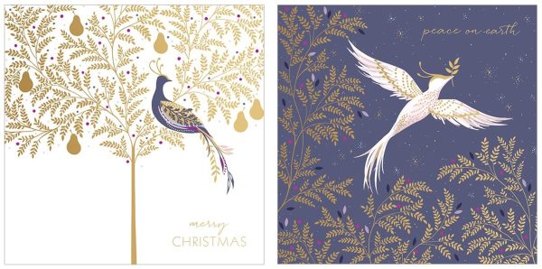 Peace on earth,  Förpackning med 10 stycken dubbla julkort. Sara Miller.