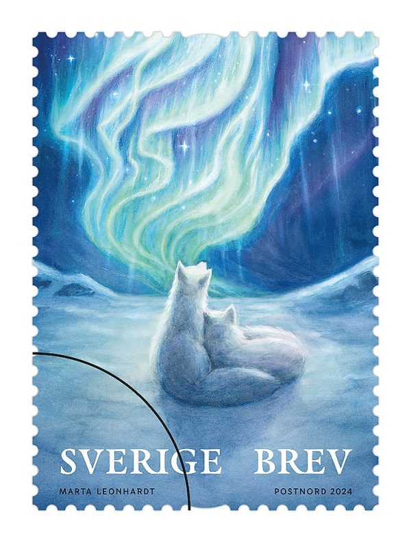 Rulle med 100 frimärken för inrikes brev, En sagolik jul, Norrsken