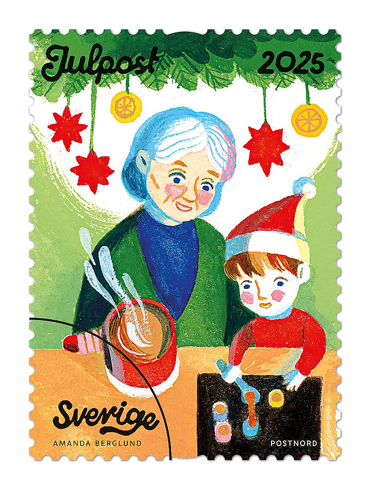 Häfte med 10 frimärken för julpost, Julstök, utgiven 2025 - Bild 9