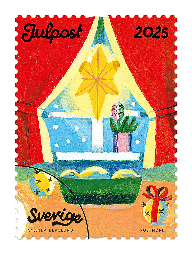 Häfte med 10 frimärken för julpost, Julstök, utgiven 2025 - Bild 2