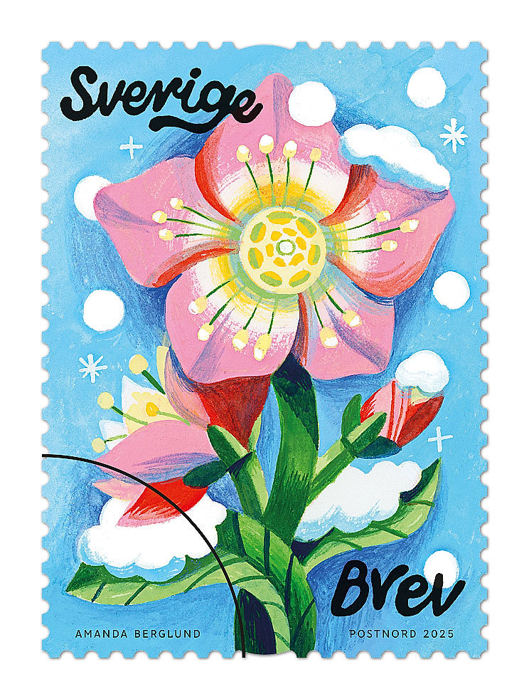 Rulle med 100 frimärken för inrikes brev, Julros