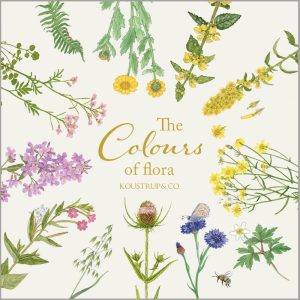 Flora -  Koustrup & Co. Förpackning med 8 stycken dubbla kort.
