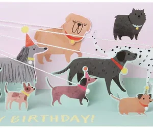 Dubbelkort, 3D Pop-Up Kort - Dog Walk