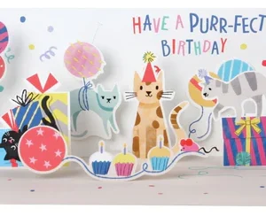 Dubbelkort, 3D Pop-Up Kort - Födelsedagskatter