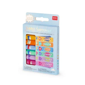 Teddy's superpower, set med 6 mini-highlighters med metallicfärger, Legami