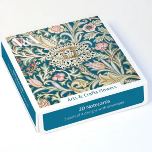 V&A Arts and Crafts Blommor Ask med 20 dubbla kort med kuvert