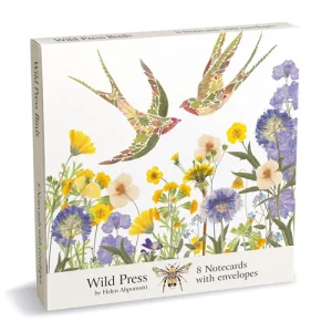 Wild Press Birds - Ask med 8 dubbla kort med kuvert