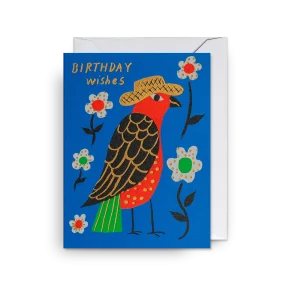 Mini dubbelkort, Maja Sten "Birthday Wishes Illustrated Bird ", Lagom Design