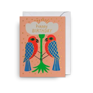 Mini dubbelkort, Maja Sten "Happy Birthday Illustrated 2 Bird", Lagom Design