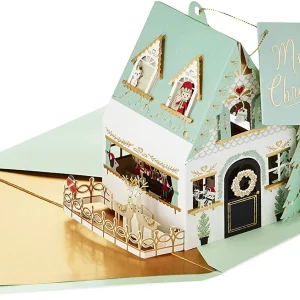 Julkort, Pop-up, Julhus med vänner, OBS Svenskt text på kortet som levereras