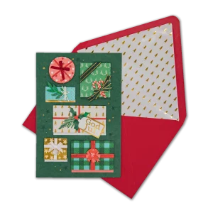 Julkort, Dubbelt kort med 3D effekt på utsida, Julklappar