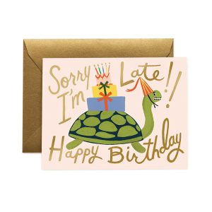 Dubbelkort, ”Rifle & Paper, Turtle Belated Birthday".
