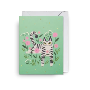 Mini dubbelkort, Essi Kimpimäki, "Pink Meadow Cat", Lagom Design