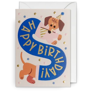 Dubbelkort, Mei Støyva, "Dachshund Party Hat Birthday", Lagom Design