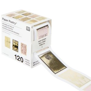 Stickers på rulle, 120 st frimärken med folie tryck
