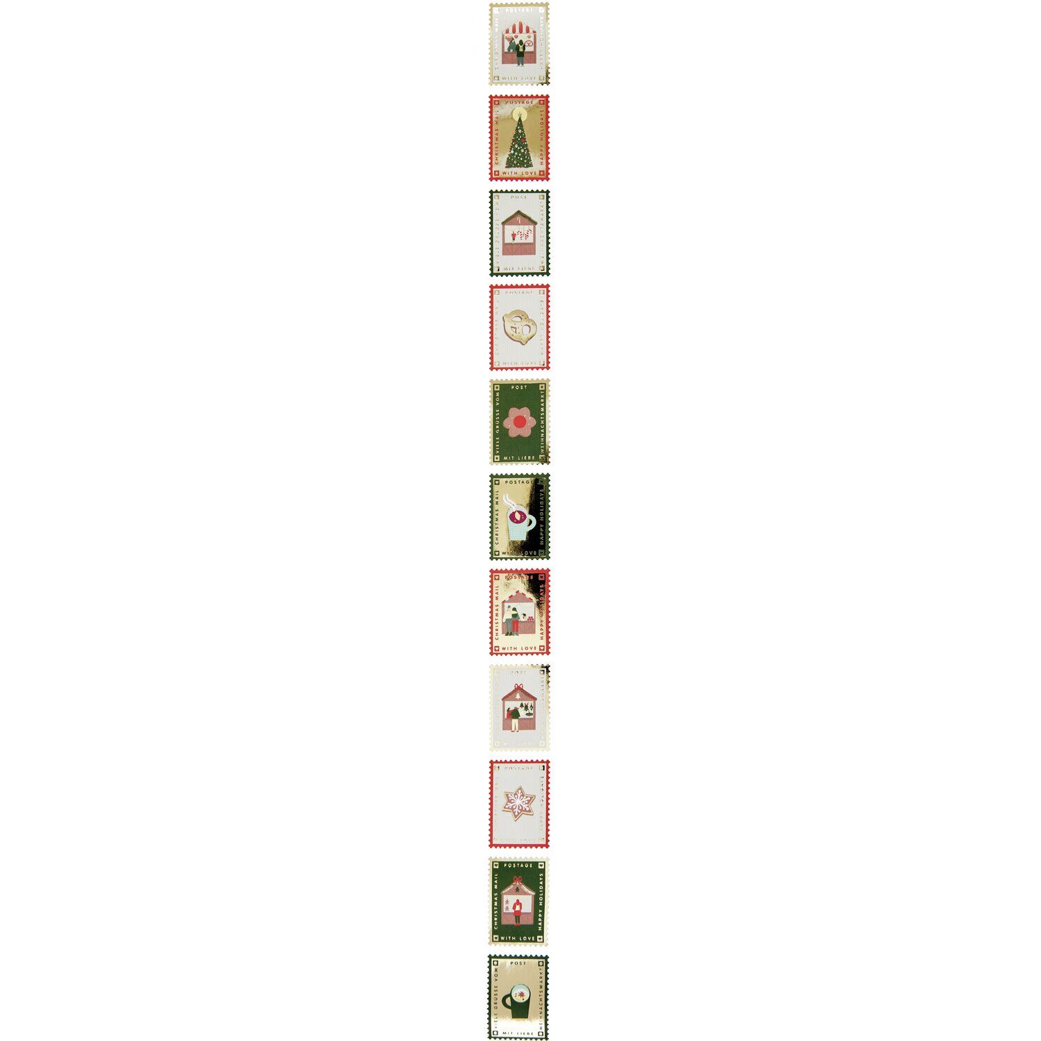 Stickers på rulle, 120 st klisterfrimärken julpost med folie tryck - Bild 3