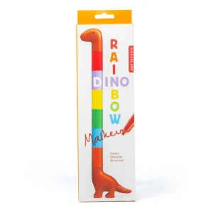 Dinosaurie, regnbåge, set med 6 markeringspennor